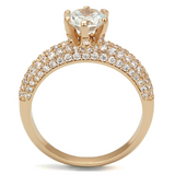 3W1254 - Brass Ring Rose Gold Women AAA Grade CZ Clear