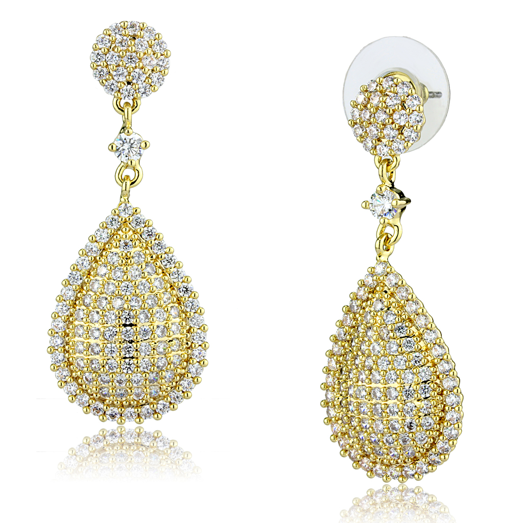 3W1259 - Brass Earrings Gold Women AAA Grade CZ Clear