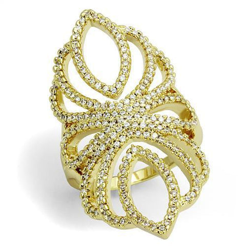 3W1274 - Brass Ring Gold Women AAA Grade CZ Clear