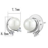 3W1279 - Brass Earrings Rhodium Women Synthetic White