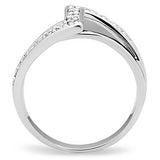 3W127 - Brass Ring Rhodium Women AAA Grade CZ Clear