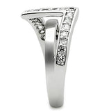 3W127 - Brass Ring Rhodium Women AAA Grade CZ Clear