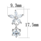 3W1281 - Rhodium Brass Earrings with AAA Grade CZ  in Clear