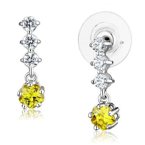 3W1285 - Brass Earrings Rhodium Women AAA Grade CZ Topaz