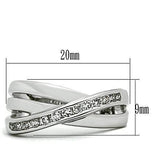 3W128 - Brass Ring Rhodium Women AAA Grade CZ Clear