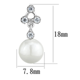 3W1295 - Brass Earrings Rhodium Women Synthetic White