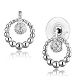 3W1296 - Brass Earrings Rhodium Women AAA Grade CZ Clear