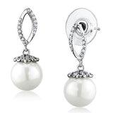 3W1301 - Brass Earrings Rhodium Women Synthetic White