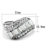 3W1306 - Brass Ring Rhodium Women Top Grade Crystal Clear