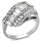 3W1306 - Brass Ring Rhodium Women Top Grade Crystal Clear