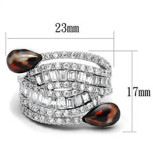 3W1307 - Brass Ring Rhodium Women AAA Grade CZ Clear