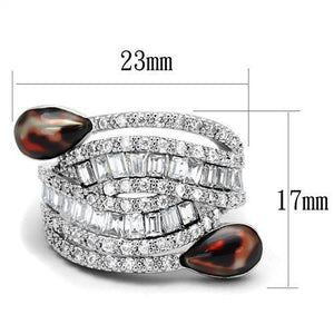 3W1307 - Brass Ring Rhodium Women AAA Grade CZ Clear