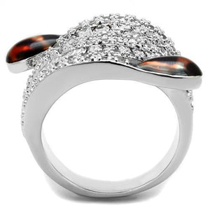 3W1307 - Brass Ring Rhodium Women AAA Grade CZ Clear
