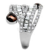 3W1307 - Brass Ring Rhodium Women AAA Grade CZ Clear
