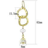 3W1312 - Brass Earrings Gold Women Semi-Precious White