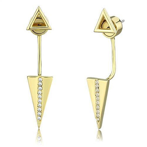 3W1314 - Brass Earrings Gold Women Top Grade Crystal Clear