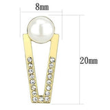 3W1315 - Brass Earrings Gold Women Synthetic White