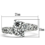 3W132 - Brass Ring Rhodium Women AAA Grade CZ Clear