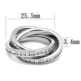 3W1331 - Brass Ring Rhodium Women AAA Grade CZ Clear