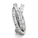 3W1331 - Brass Ring Rhodium Women AAA Grade CZ Clear