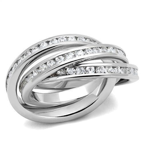 3W1331 - Brass Ring Rhodium Women AAA Grade CZ Clear