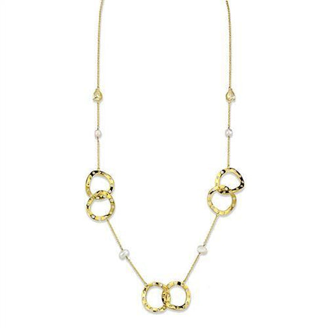 3W1335 - Brass Necklace Gold Women AAA Grade CZ Citrine Yellow