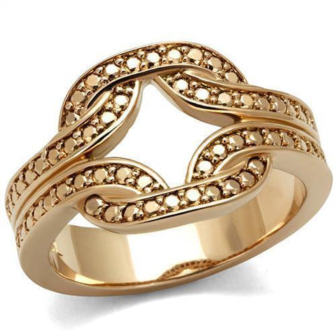 3W1336 - Brass Ring IP Rose Gold(Ion Plating) Women AAA Grade CZ Metallic Light Gold