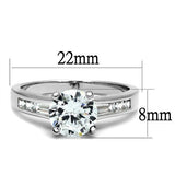 3W1341 - Brass Ring Rhodium Women AAA Grade CZ Clear