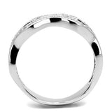 3W1345 - Brass Ring Rhodium Women AAA Grade CZ Clear