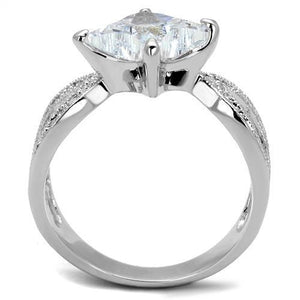 3W1350 - Brass Ring Rhodium Women AAA Grade CZ Clear