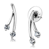 3W1356 - Brass Earrings Rhodium Women AAA Grade CZ Clear