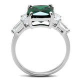 3W1363 - Brass Ring Rhodium Women Synthetic Emerald