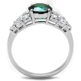 3W1364 - Brass Ring Rhodium Women Synthetic Emerald