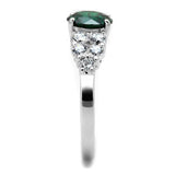 3W1364 - Brass Ring Rhodium Women Synthetic Emerald