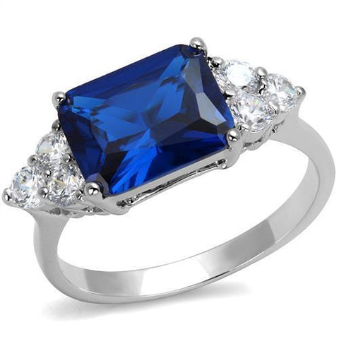 3W1367 - Brass Ring Rhodium Women Synthetic London Blue