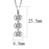 3W1373 - 925 Sterling Silver Chain Pendant Rhodium Women AAA Grade CZ Clear