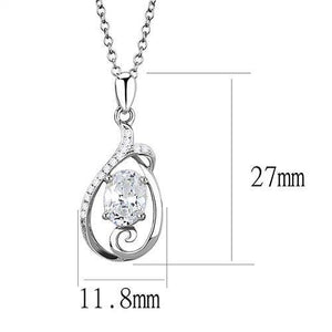 3W1375 - 925 Sterling Silver Chain Pendant Rhodium Women AAA Grade CZ Clear