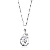3W1375 - 925 Sterling Silver Chain Pendant Rhodium Women AAA Grade CZ Clear