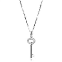 3W1379 - 925 Sterling Silver Chain Pendant Rhodium Women AAA Grade CZ Clear