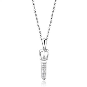 3W1381 - 925 Sterling Silver Chain Pendant Rhodium Women AAA Grade CZ Clear