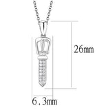 3W1381 - 925 Sterling Silver Chain Pendant Rhodium Women AAA Grade CZ Clear