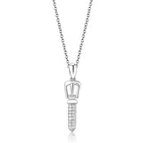 3W1381 - 925 Sterling Silver Chain Pendant Rhodium Women AAA Grade CZ Clear