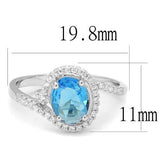 3W1393 - 925 Sterling Silver Ring Rhodium Women Synthetic London Blue