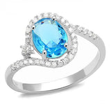 3W1393 - 925 Sterling Silver Ring Rhodium Women Synthetic London Blue