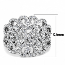 3W1439 - Brass Ring Rhodium Women AAA Grade CZ Clear