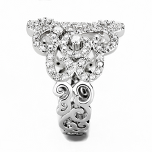 3W1439 - Brass Ring Rhodium Women AAA Grade CZ Clear