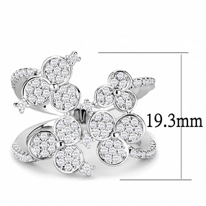 3W1447 - Brass Ring Rhodium Women AAA Grade CZ Clear