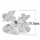 3W1447 - Brass Ring Rhodium Women AAA Grade CZ Clear