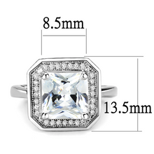 3W1451 - Brass Ring Rhodium Women AAA Grade CZ Clear