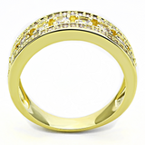 3W1459 - Gold Brass Ring with AAA Grade CZ  in Clear